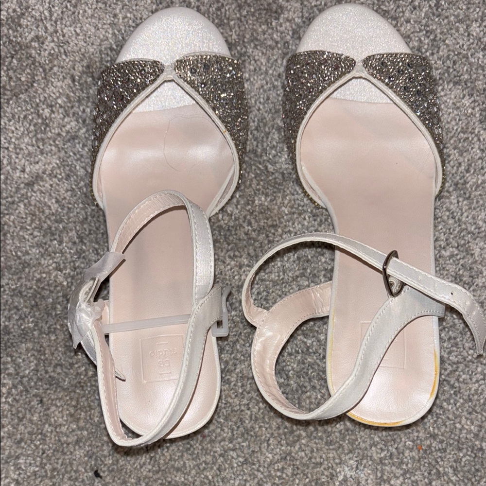 Elegant Silver and White Women's Sandals